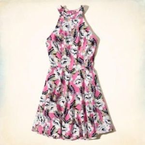 Pink Floral Hollister Skater Dress